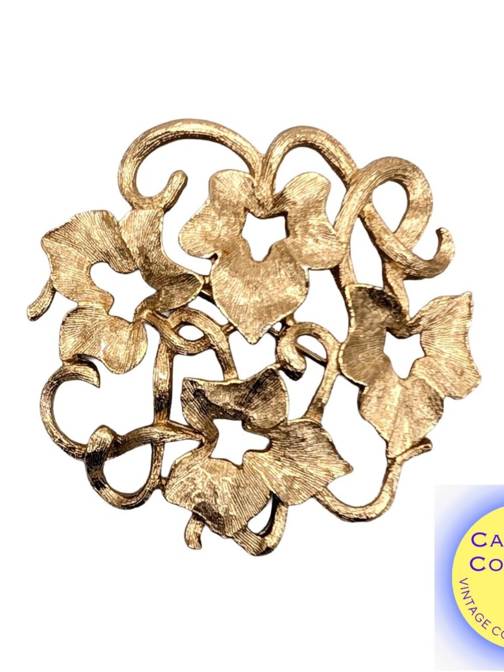 Vintage 1960s Signed Napier Goldtone Ivy Brooch